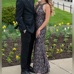 Long black and silver gown